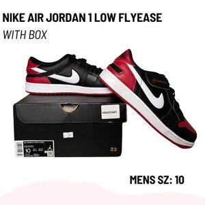 Nike Air Jordan 1 FlyEase Low Alternate Bred Toe Mens Size 10 Black Red Sneakers